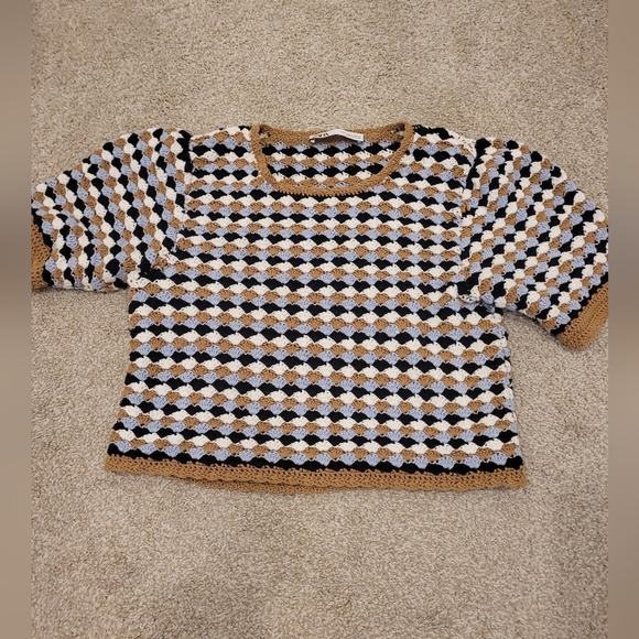 Zara Womens Crochet Knit Cotton Top Size Small - Picture 6 of 10